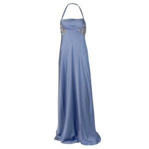 Dusty Blue Beaded Evening Gown